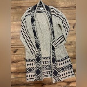 Lucky Brand Geometric Patterned Open Front Cardigan